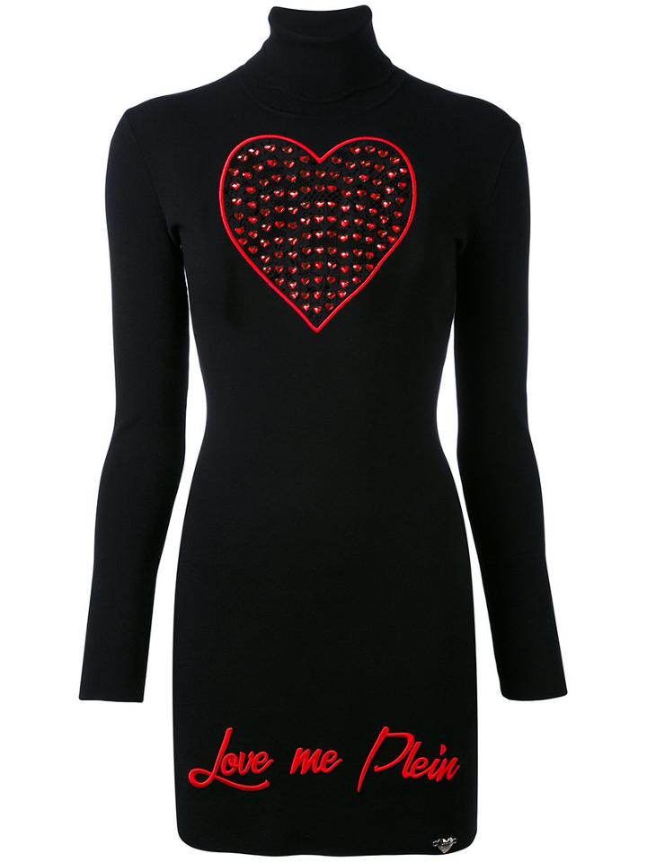 Knit Heart Dress - Women - Polyester/viscose - M, Black, Polyester/viscose, Philipp Plein