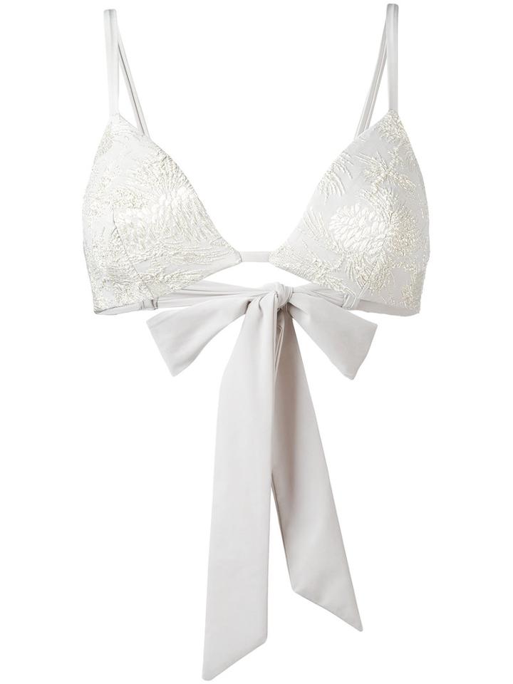 Carine Gilson Jacquard Flower Bikini Top, Women's, Size: Medium, Grey, Polyamide/spandex/elastane