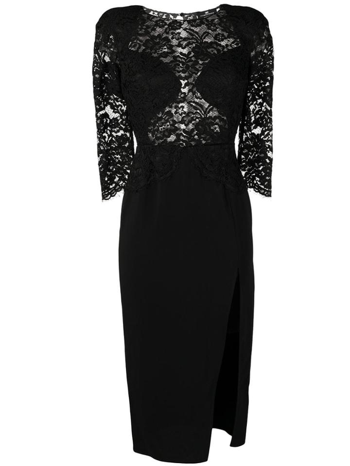 Elisabetta Franchi Lace Panel Midi Skirt - Black