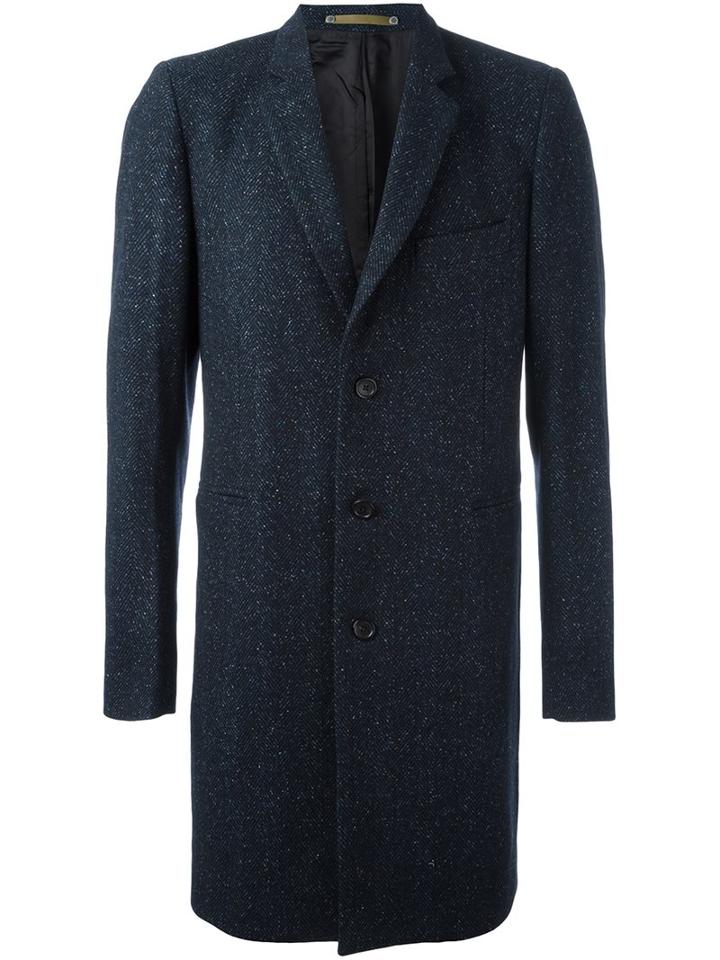Ps By Paul Smith Single Breasted Coat, Men's, Size: Xl, Blue, Silk/nylon/viscose/wool
