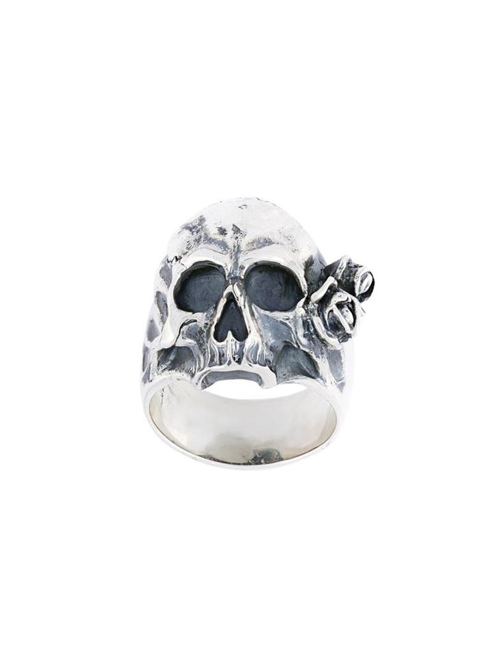 Maison Recuerdo Skull Rose Ring, Adult Unisex, Size: 60.8, Metallic