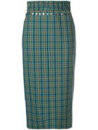No21 Fitted Checked Skirt - Blue