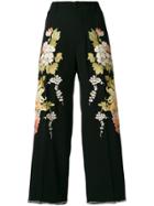 Gucci Embroidered Cropped Trousers - Black
