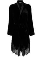 Gold Hawk Lace Trim Robe - Black
