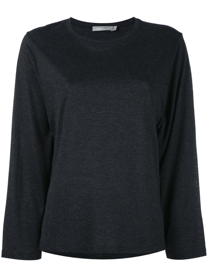 Vince Longsleeved Shift T-shirt, Women's, Size: Small, Black, Viscose