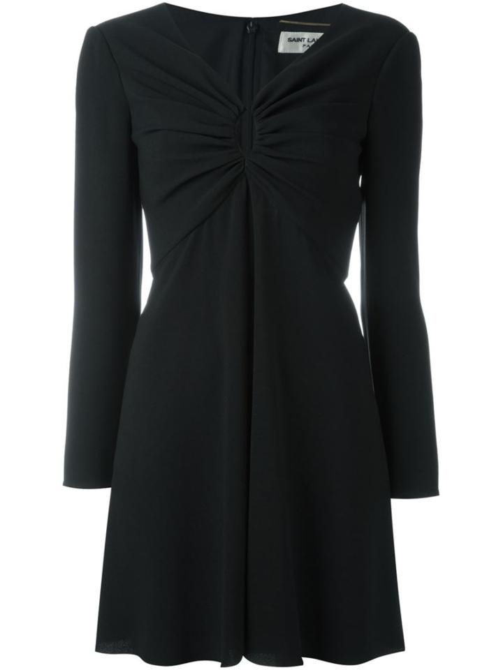 Saint Laurent Key-hole Mini Dress, Women's, Size: 44, Black, Silk/acetate/viscose