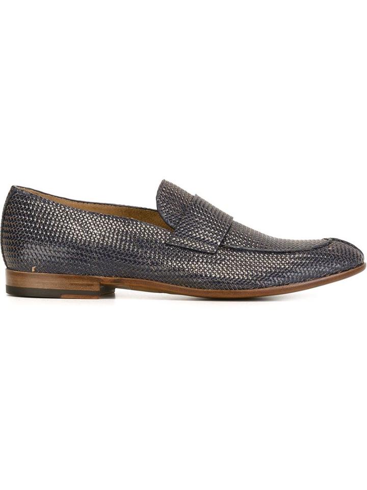 Raparo Woven Loafers, Men's, Size: 41, Blue, Leather
