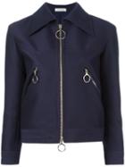 Nina Ricci Zipped Spread Collar Jacket, Women's, Size: 40, Blue, Wool
