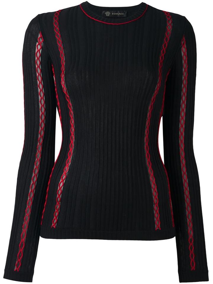 Versace Zig-zag Stitch Jumper, Women's, Size: 38, Black, Silk/polyamide/wool