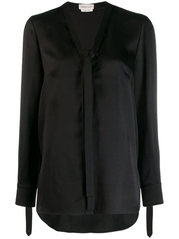 Alexander Mcqueen Pussy-bow Blouse - Black