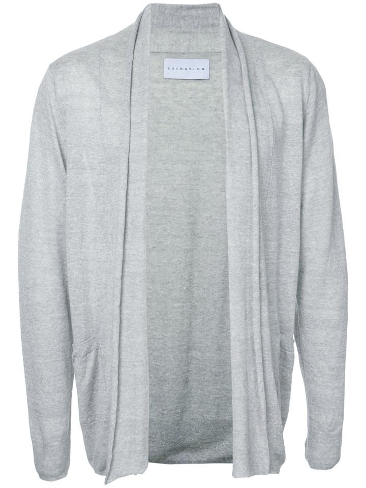 Estnation - Long Open Cardigan - Men - Linen/flax - S, Grey, Linen/flax