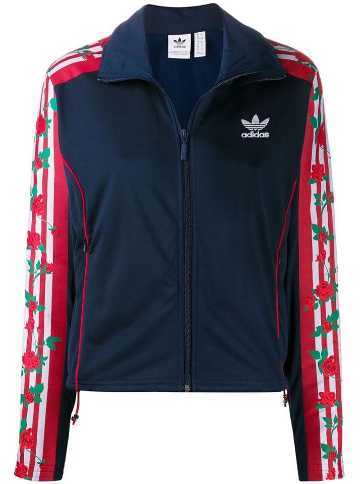 Adidas Rose Print Zip Jacket - Blue