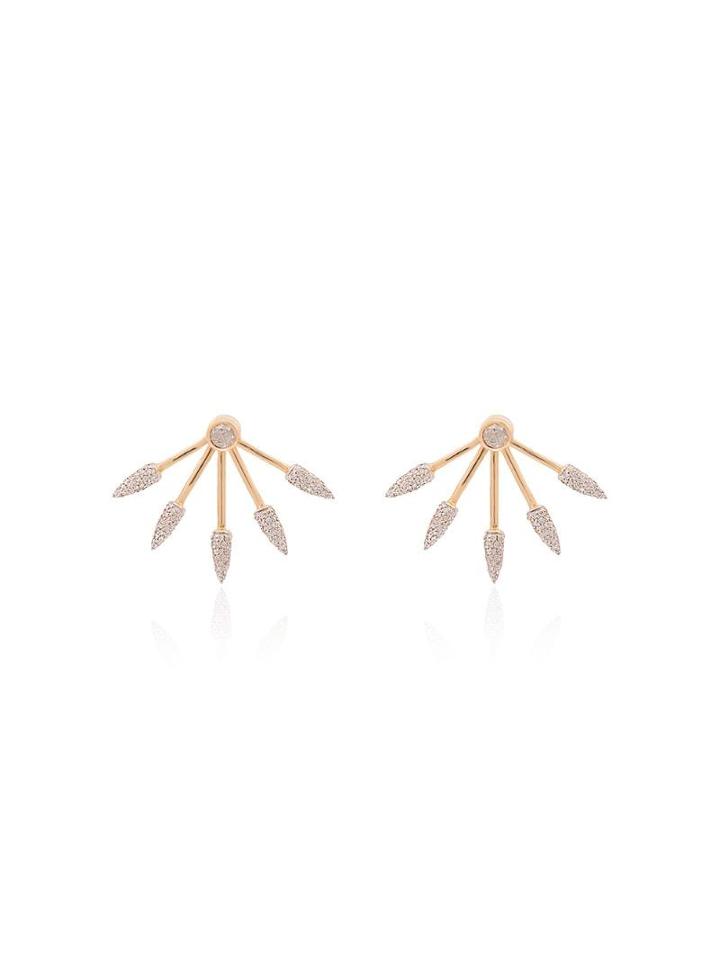 Pamela Love Gold Diamond Five Spike Earrings - Metallic