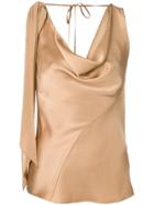 Roberto Cavalli Sleeveless Draped Top - Neutrals