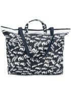 Miu Miu Logo Graffiti Print Tote - Blue