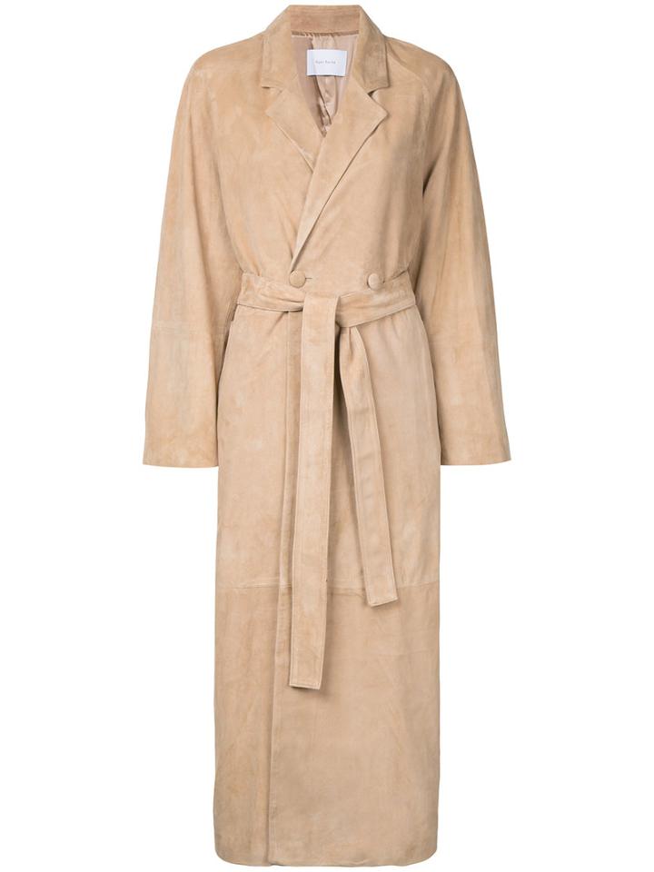 Ryan Roche - Long Trench Coat - Women - Suede - 4, Brown, Suede