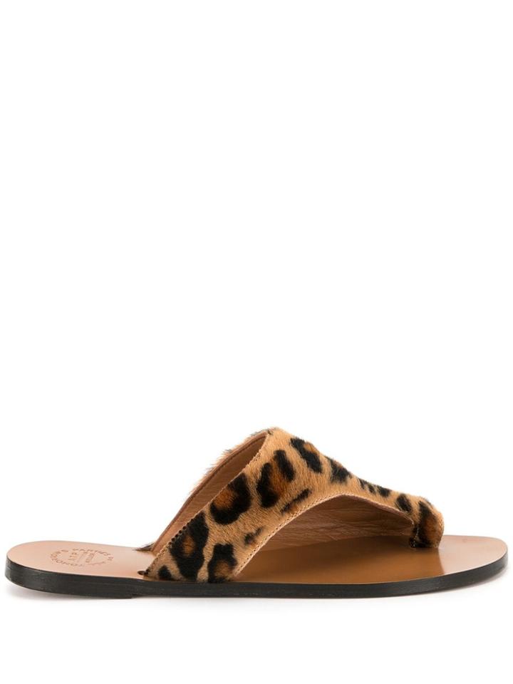Atp Atelier Animal Print Sandals - Brown