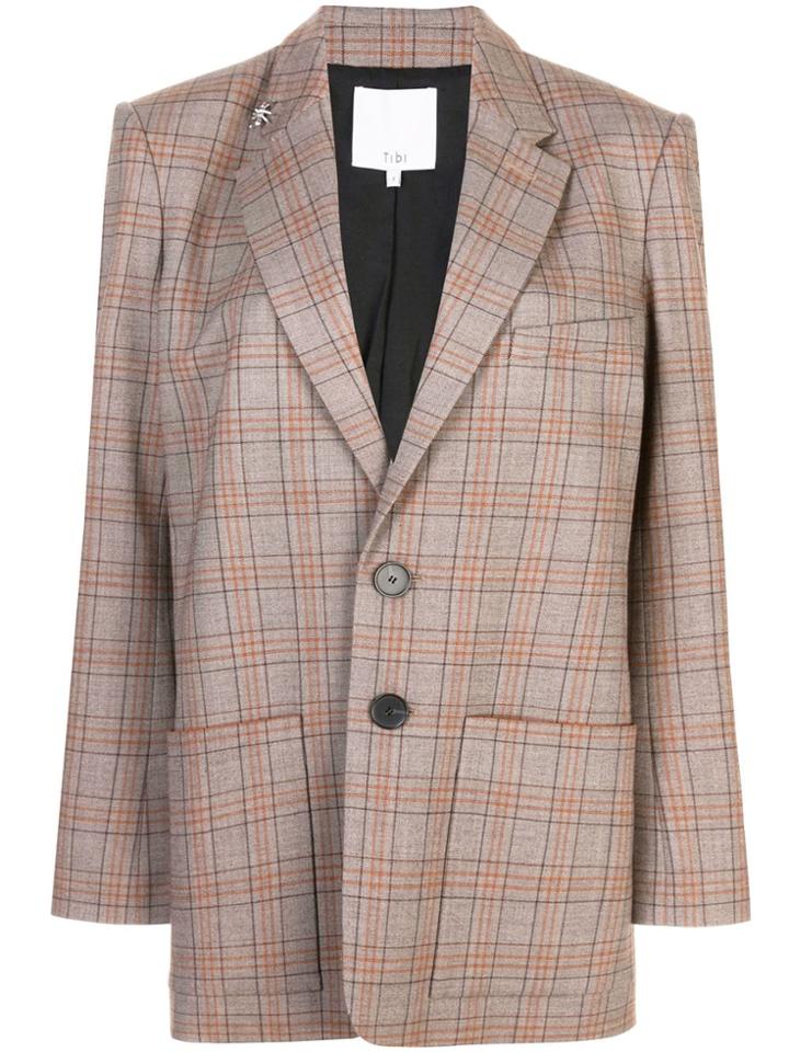 Tibi James Check Men's Blazer - Brown