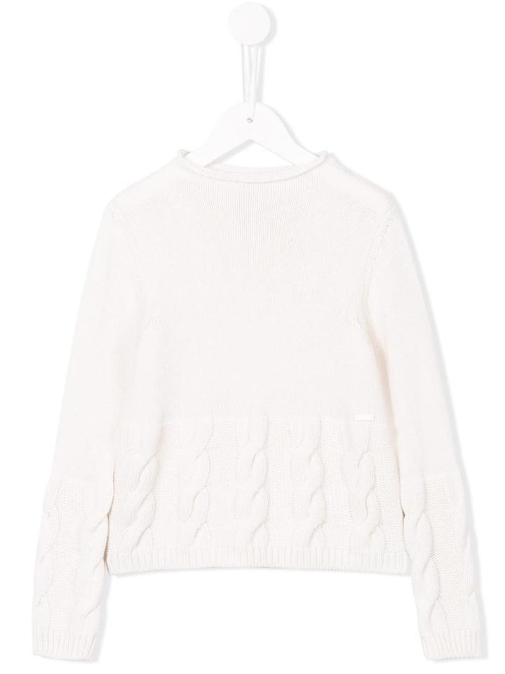 Simonetta Cable Knit Jumper, Girl's, Size: 6 Yrs, White