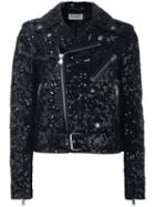 Saint Laurent Palettes Biker Jacket, Women's, Size: 36, Black, Lamb Skin/polyester/cupro/cotton
