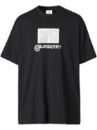 Burberry Montage Print Cotton Oversized T-shirt - Black