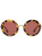Miu Miu Eyewear Round Frame Sunglasses - Brown
