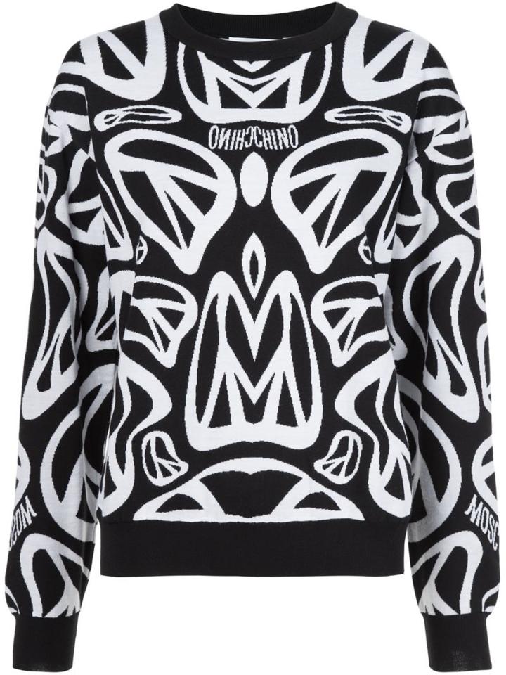 Moschino Peace Sign Sweater, Women's, Size: Large, Black, Wool