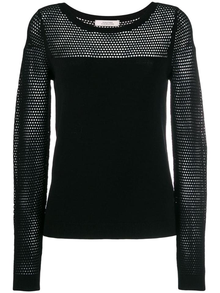 Dorothee Schumacher Mesh Panel Long Sleeve Top - Black