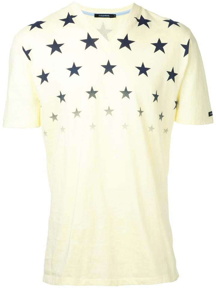 Guild Prime - Stars Print T-shirt - Men - Cotton - 3, Yellow/orange, Cotton
