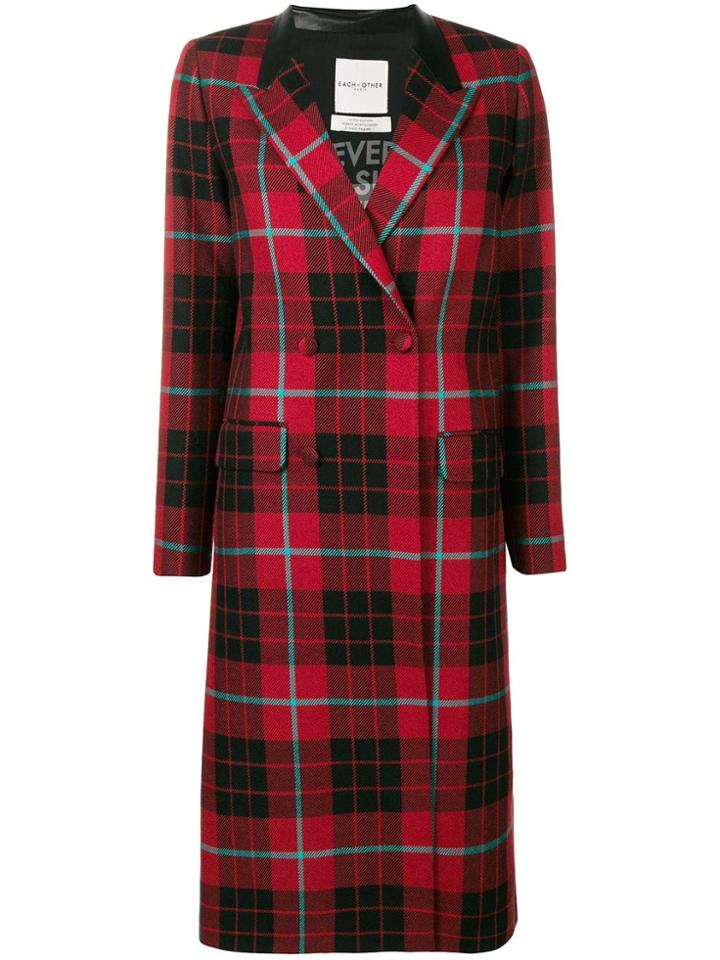 Each X Other Tartan Plaid Coat - Red