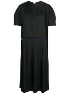Astraet Poplin And Pleated Dress - Black