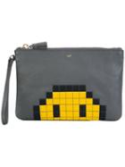 Anya Hindmarch 'pixel Smiley' Clutch, Women's, Grey, Calf Leather