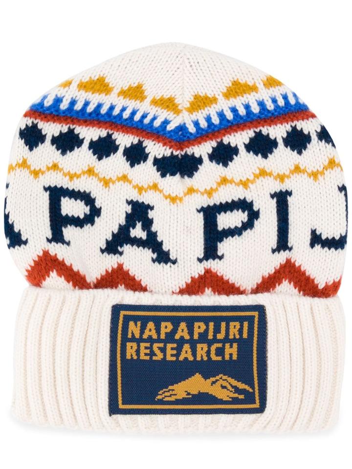 Napapijri Farmington Logo Patch Beanie Hat - White