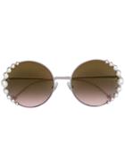 Fendi Eyewear Ribbons And Pearls Sunglasses - Metallic