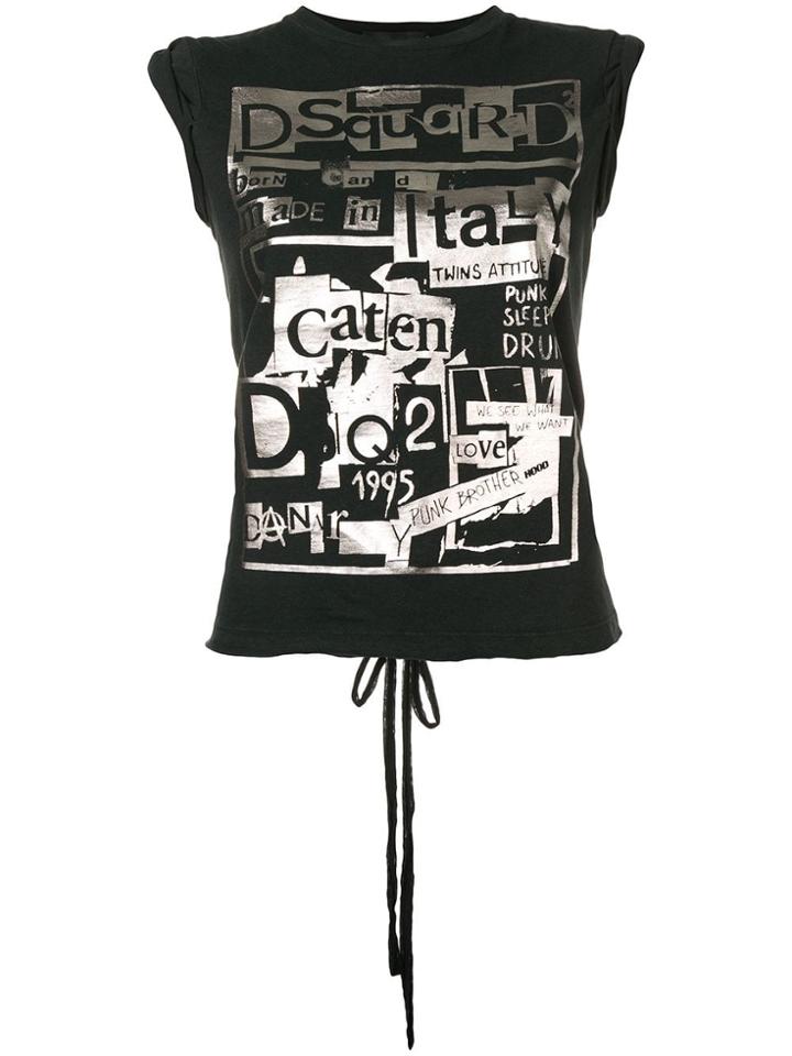 Dsquared2 Tie Back Logo Print T-shirt - Black