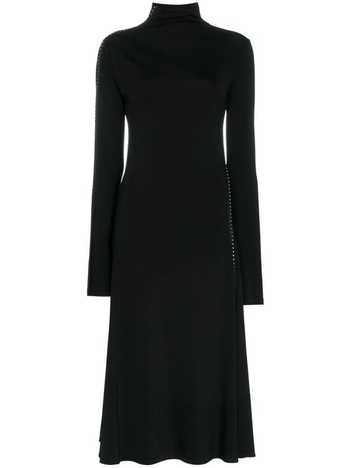 Helmut Lang Lang Trtl Nk Ls Drs Midi Fttd - Black