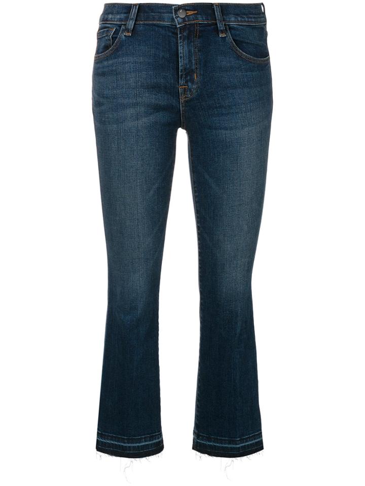 J Brand Faded Cropped Bootcut Jeans - Blue