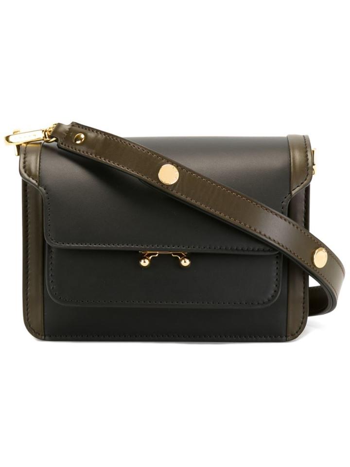 Marni Mini Trunk Shoulder Bag, Women's, Black, Calf Leather/polyamide/polyester/brass