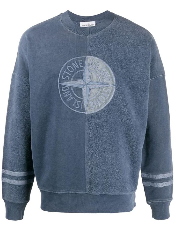 Stone Island Embroidered Logo Jumper - Blue