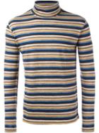 Junya Watanabe Comme Des Garçons Man Striped Roll Neck Jumper, Men's, Size: Medium, Brown, Wool