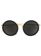 Linda Farrow '239' Sunglasses, Women's, Black, Gold Plated Sterling Silver