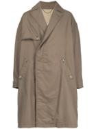 Jieda Long Sleeved Concealed Trench - Brown