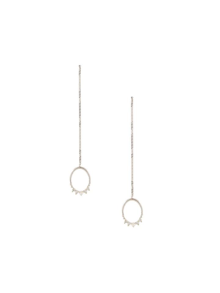 Natalie Marie 14kt White Gold Mahina Diamond And Pearl Drop Studs -