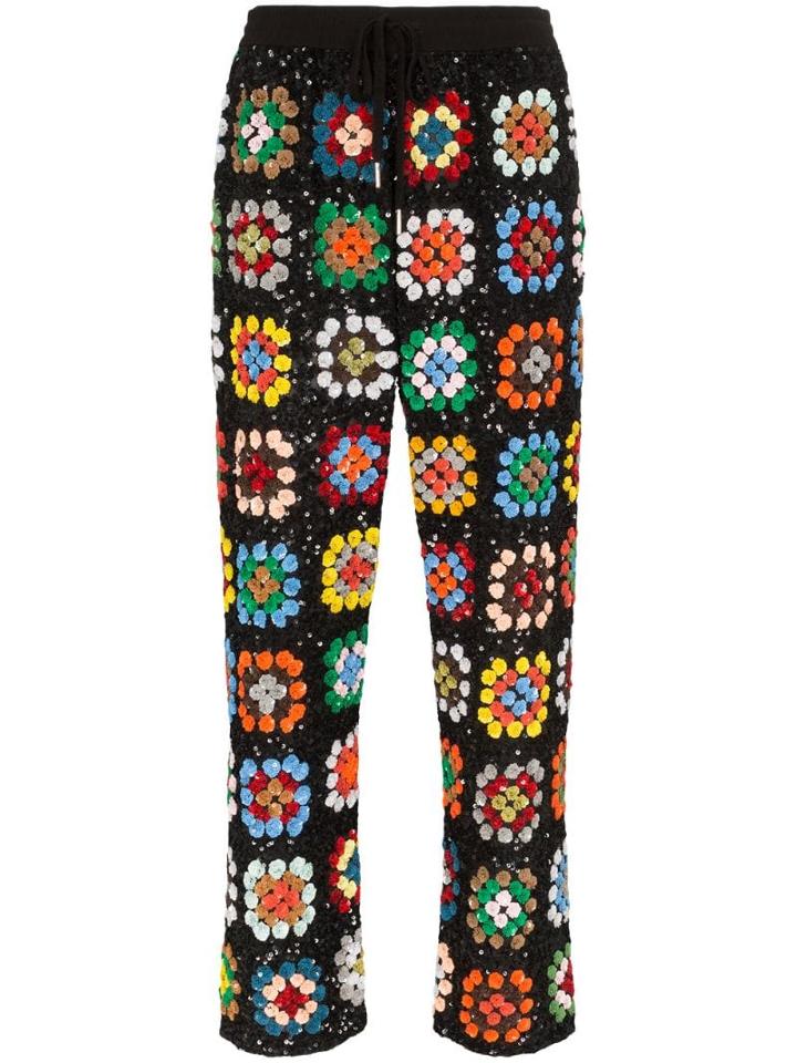 Ashish Patchwork Crochet Track Pants - Multicolour