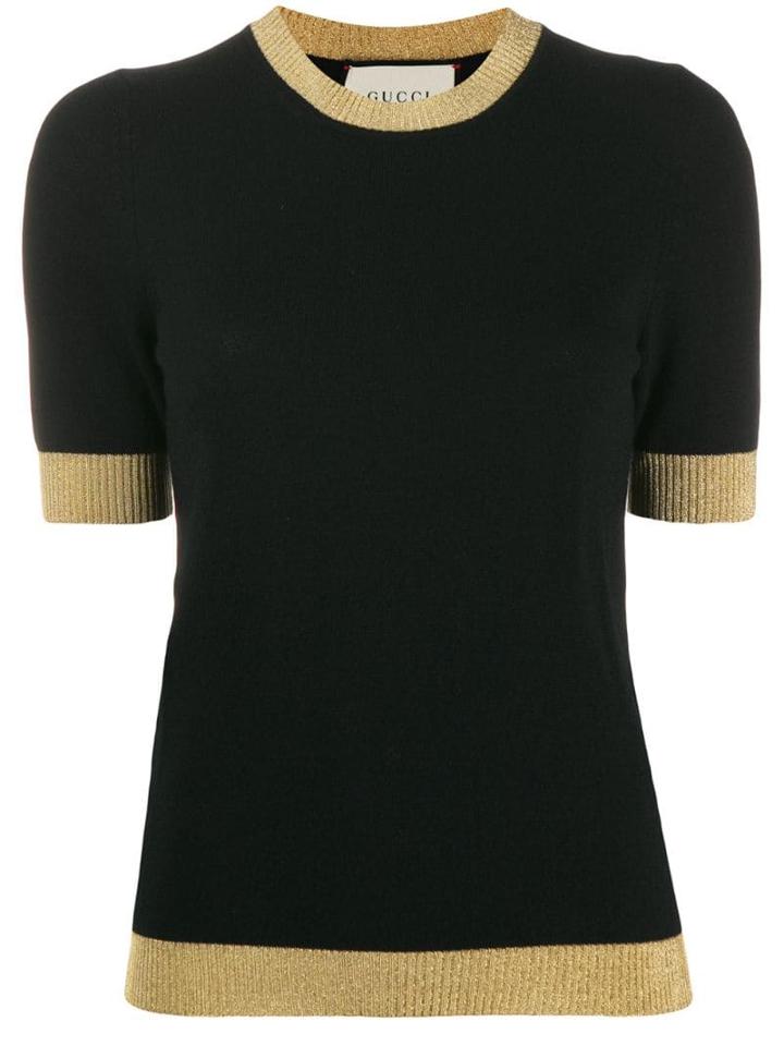 Gucci Gold-tone Trim Knit T-shirt - Black