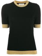 Gucci Gold-tone Trim Knit T-shirt - Black