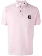 Stone Island Logo Patch Polo Shirt, Men's, Size: Xl, Pink/purple, Cotton/spandex/elastane