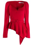 Self-portrait Asymmetric-peplum Corset-style Top - Red