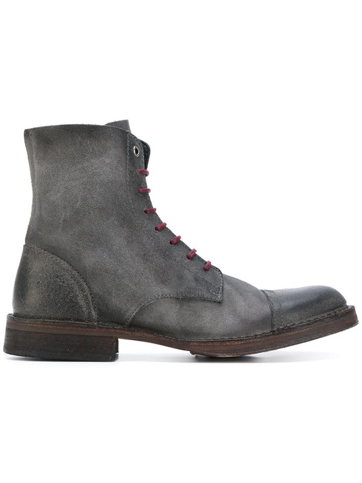 Diesel Contrast Lace-up Ankle Boots - Grey