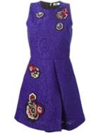 Msgm Embroidered Jacquard Dress, Women's, Size: 44, Blue, Cotton/polyamide/polyester/viscose